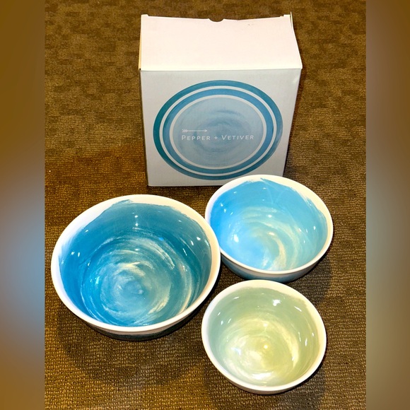 Anthropologie Pepper + Vetiver Nesting Bowls Erin Wolf Set 3 Oceania Ser… - Picture 1 of 4
